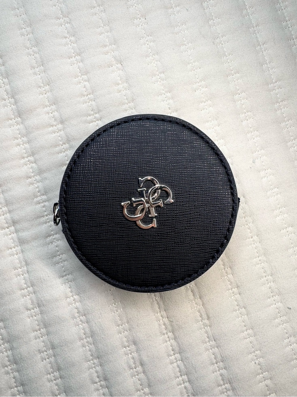 Guess Black Faux Leather Travel Zipper Case